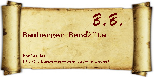 Bamberger Benáta névjegykártya